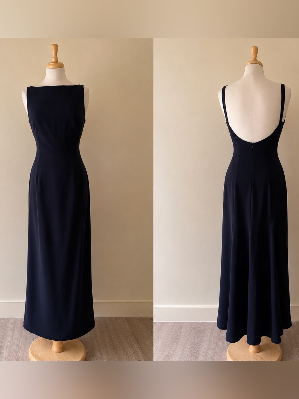 Vintage Beechers Brook Navy Open Back Maxi Dress